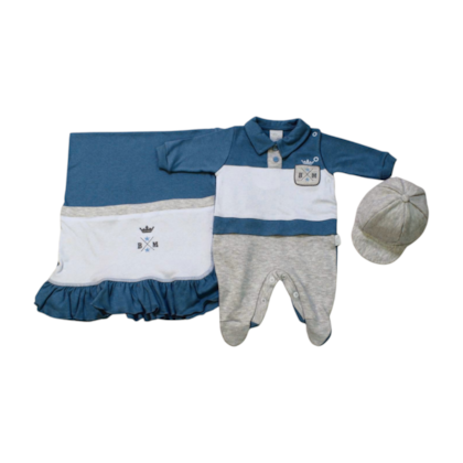 Saida Maternidade Masculina Suedine Bordada Brasão - 7079 - Bicho Molhado