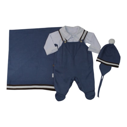 Saida Maternidade Tricô Masculina  Cavalinho Bordado 4 Peças 2918 - Chandra