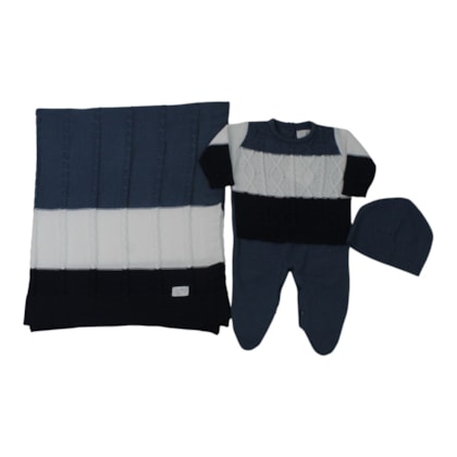 Saida Maternidade Tricô Trabalhada Masculina Lucas 3 Peças 2603003 - Club Colors