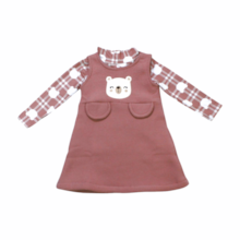 Salopete Bouclê com Blusa Manga Longa Estampa Ursinho 6969 - By Gus 