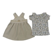 Salopete com Blusa Estampada Flores 2 Peças 2001729 - Milon