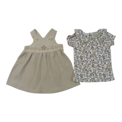 Salopete com Blusa Estampada Flores 2 Peças 2001729 - Milon