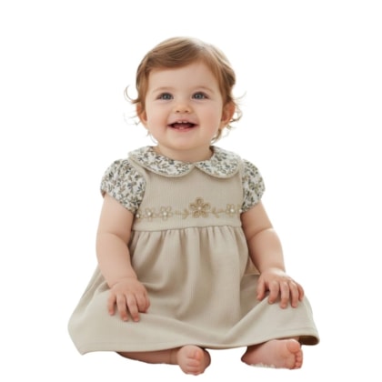 Salopete com Blusa Estampada Flores 2 Peças 2001729 - Milon