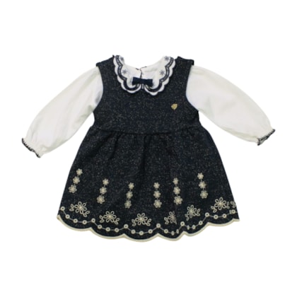 Salopete com Body Flores 2 Peçs 2000845 - Milon