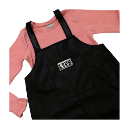 Salopete Couro com Blusa 2 Peças 23314 - Two Colors 