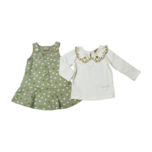 Salopete Estampada Corações com Blusa Manga Longa 2 Peças 2000754 - Milon