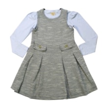 Salopete Tweed Laço com Blusa 2 Peças 37329 - Angerô