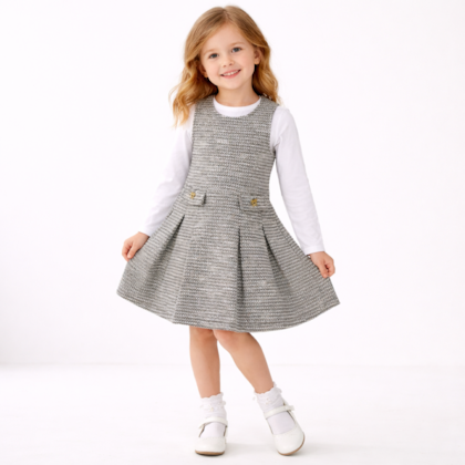 Salopete Tweed Laço com Blusa 2 Peças 37329 - Angerô