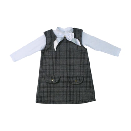 Salopete Xadrez com Blusa Manga Longa 2 peças 9781 - Time kids