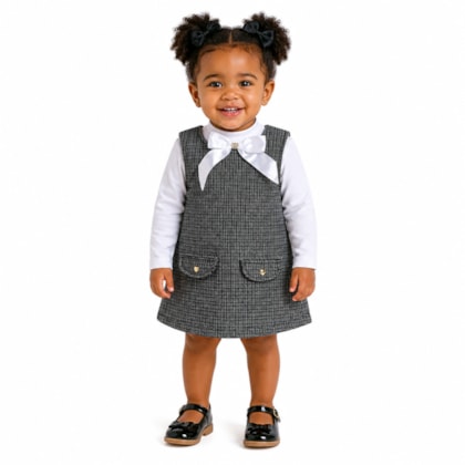 Salopete Xadrez com Blusa Manga Longa 2 peças 9781 - Time kids