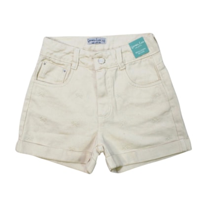 Short Sarja Bordado Laços com Regulagem no Cós 5252 - Garota Lua