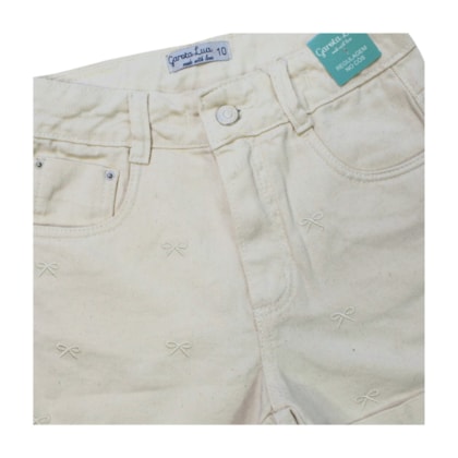 Short Sarja Bordado Laços com Regulagem no Cós 5252 - Garota Lua