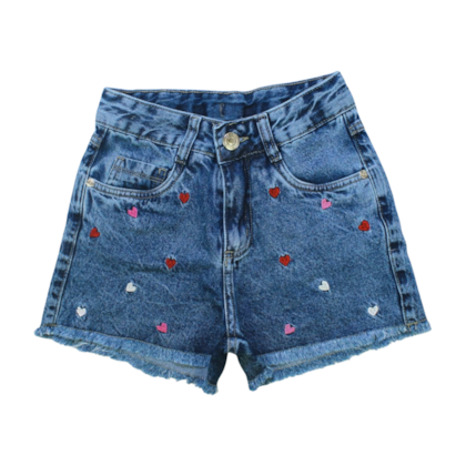 Shorts Jeans Bordado Coração 3588 - Frommer