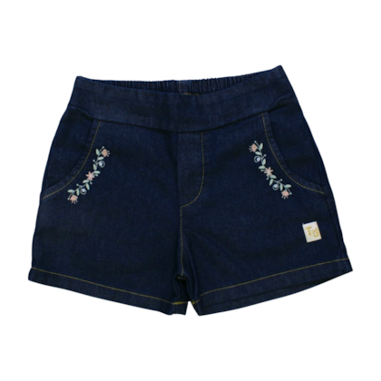 Shorts Jeans Bordado Flores 11555 - Tiny Joy 