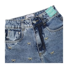 Shorts Jeans Bordado Laços com Regulagem no Cós 5284 - Garota Lua