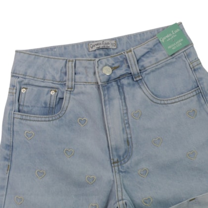 Shorts Jeans Coração Bordado 5405 - Garota Lua