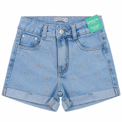 Shorts Jeans Coração Bordado 5405 - Garota Lua
