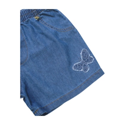 Shorts Jeans Feminino Bordado Borboleta 12050 - Tiny Joy