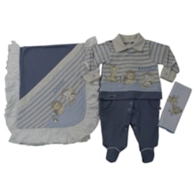 SSaida Maternidade Masculina Suedine 3 Peças Safari Bordado 2429 - Pipoquinhas