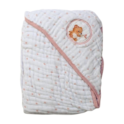 Toalha de Banho Soft com Capuz Bolinha 76121 - Bublim Sonhos