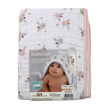 Toalha Fralda de Banho com Capuz e Estampas Sortidas 80cm x 80cm 1920 - Papi