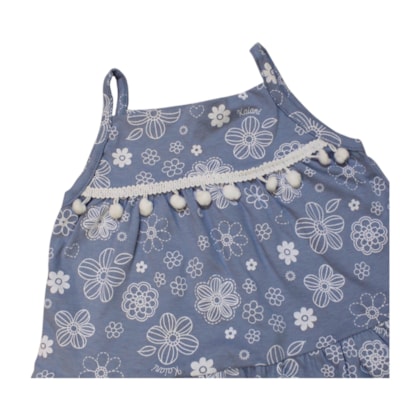 Vestido Alça Estampado com Pom Pom 11889 - Kaiani