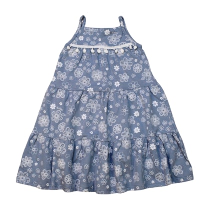 Vestido Alça Estampado com Pom Pom 11889 - Kaiani 