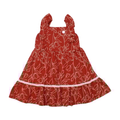 Vestido Alça Estampado Rosas 22912 - Glinny 