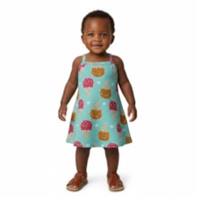 Vestido Alça Estampado Sorvetes 1001771 - Kyly