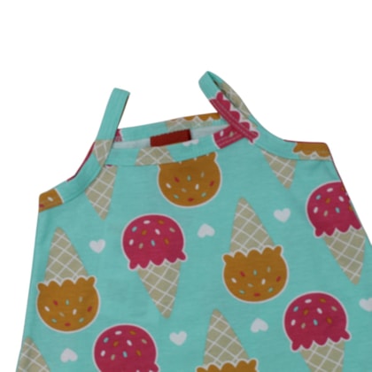 Vestido Alça Estampado Sorvetes 1001771 - Kyly