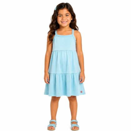 Vestido Alça Liso com Babados 57320 - Kamylus