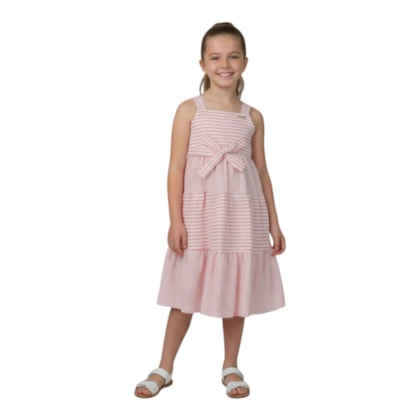 Vestido Alça Midi Listrado A0275 - Alakazoo