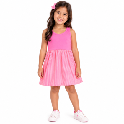 Vestido Cavado com Tule Listras 37041 - Brandili