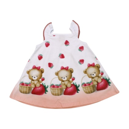 Vestido Cavado Estampa Morangos 1001246 - Kyly