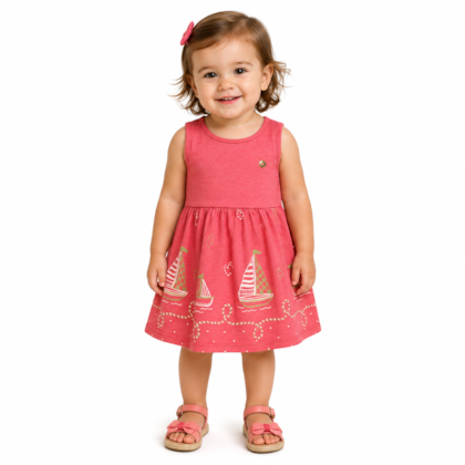 Vestido Cavado Estampado Barquinhos 70367 - Alenice
