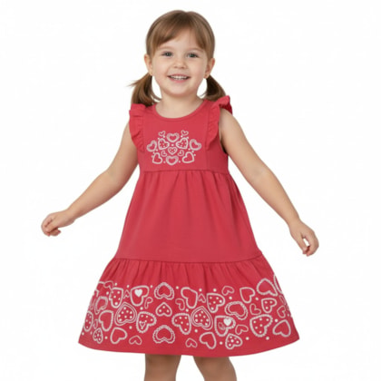 Vestido Cavado Estampado Corações 27051 - Rollu