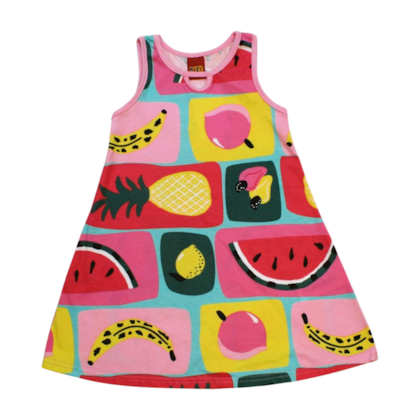 Vestido Cavado Estampado Frutas 1000220 - Kyly 