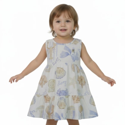 Vestido Cavado Estampado Fundo do Mar 9888 - Livy
