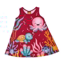 Vestido Cavado Estampado Fundo Mar 1001240 - Kyly