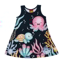 Vestido Cavado Estampado Fundo Mar 1001240 - Kyly