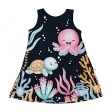 Vestido Cavado Estampado Fundo Mar 1001240 - Kyly