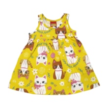 Vestido Cavado Estampado Gatinhos 1001239 - Kyly