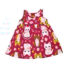 Vestido Cavado Estampado Gatinhos 1001239 - Kyly