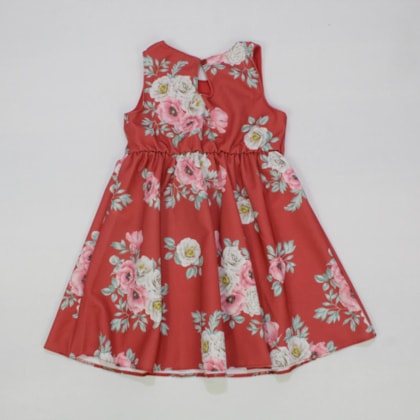 Vestido Cavado Tecido Cetim Estampado Flores 14052 - Milon