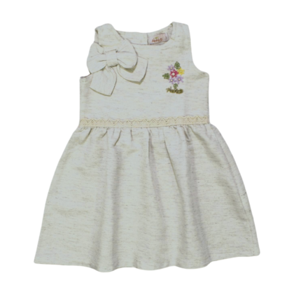 Vestido Cavado Tecido Flores Bordadas 21700A - Alekids