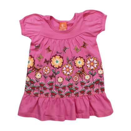 Vestido com Babado Estampa Flores 17518 - Teddy 