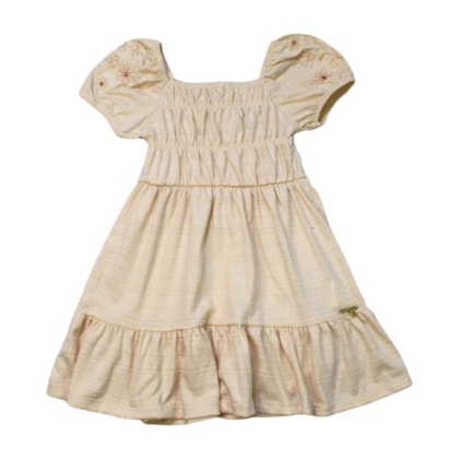 Vestido com Elástico Bordado Flores 12001 - Tiny Joy 