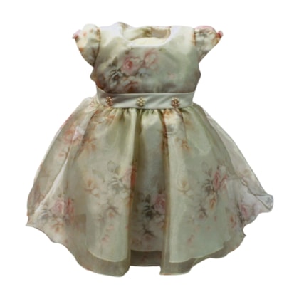 Vestido com Tule Estampado Flores 10634 - Mini Miss 