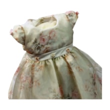 Vestido com Tule Estampado Flores 10634 - Mini Miss 