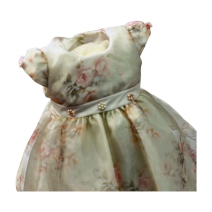 Vestido com Tule Estampado Flores 10634 - Mini Miss 